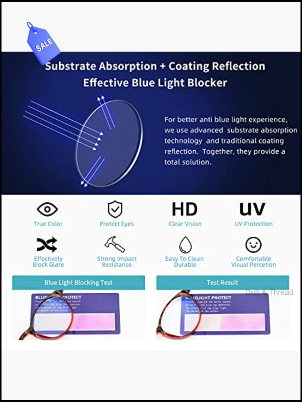 Blue Light Blocking Reading Glasses with Spring Hinge - 4 Pairs Pack